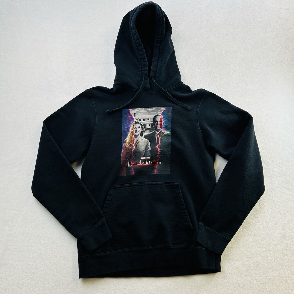 Marvel Sweater Adult Small Black WandaVision TV Hoodie Sweatshirt Pullover Mens
